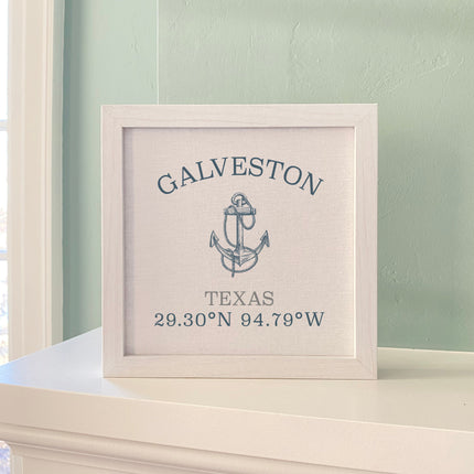 Anchor w/ Latitude and Longitude - Custom Framed Sign