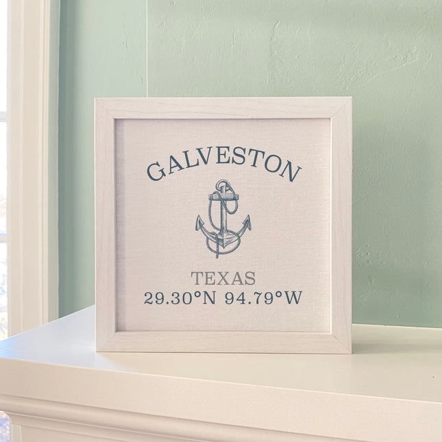 Anchor w/ Latitude and Longitude - Custom Framed Sign