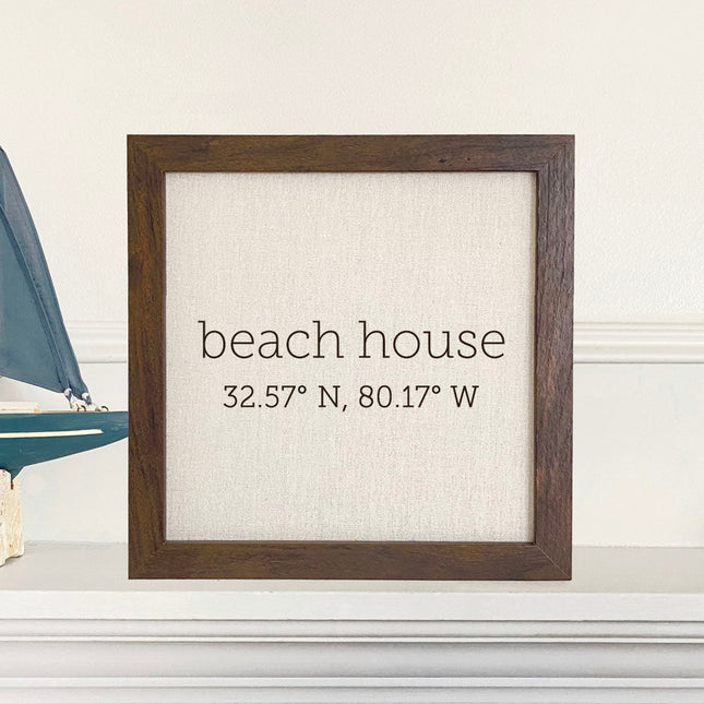 Beach House Coordinates - Custom Framed Sign