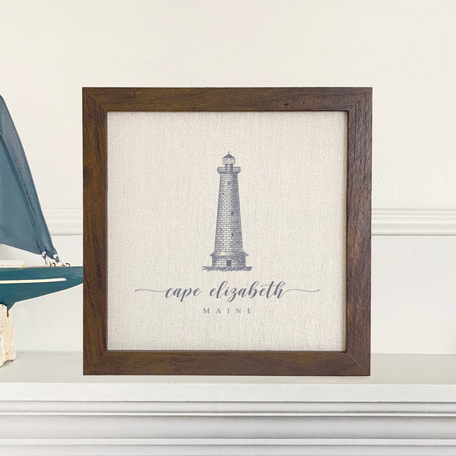 Lighthouse w/ City, State - Custom Framed Sign