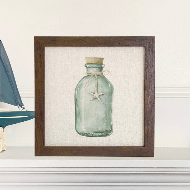 Sea Glass Bottle - Customizable Framed Sign