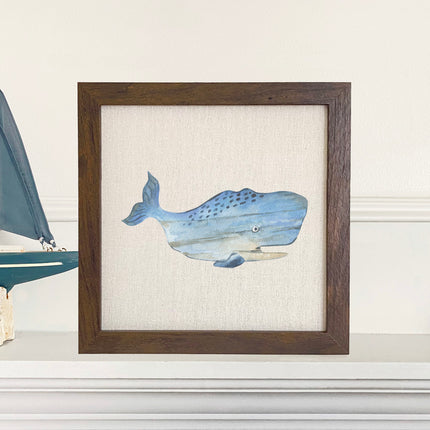 Coastal Wood Whale - Framed Sign