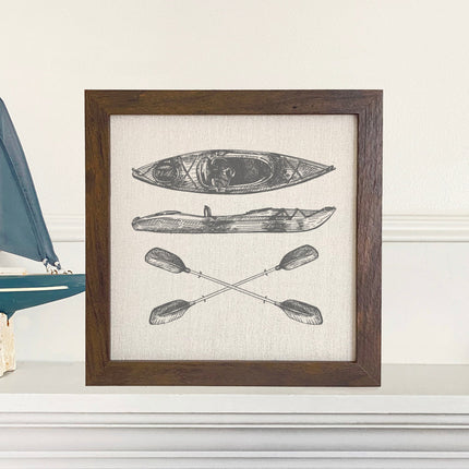 Hand Drawn Kayak - Framed Sign
