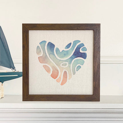 Abstract Beach Heart - Valentine's Day Framed Sign