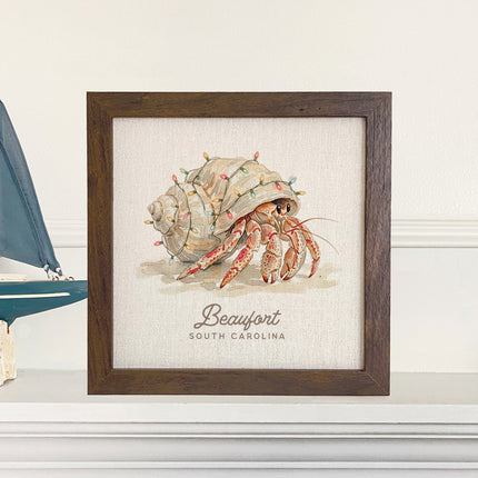 Hermit Crab with Christmas Lights - Custom Framed Sign