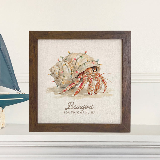 Hermit Crab with Christmas Lights - Custom Framed Sign