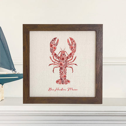 Watercolor Floral Red Lobster - Custom Framed Sign