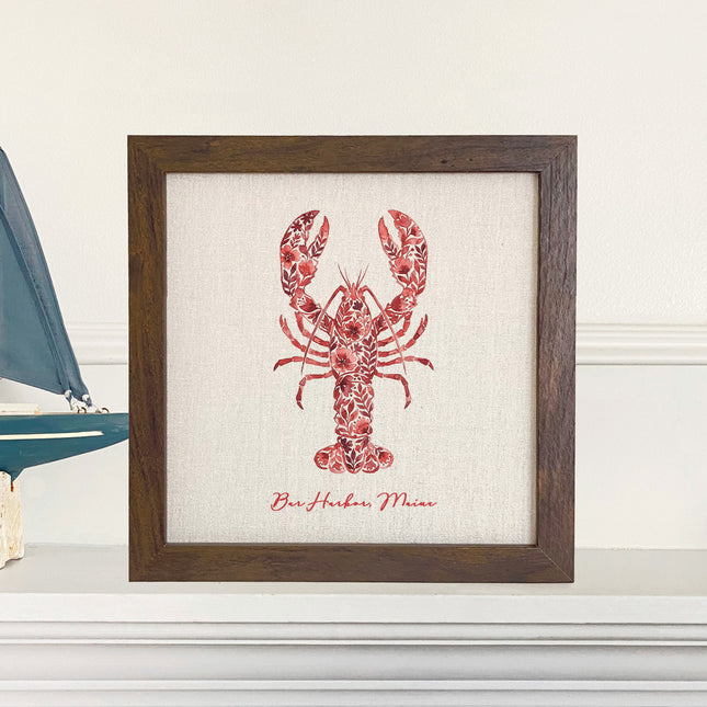 Watercolor Floral Red Lobster - Custom Framed Sign