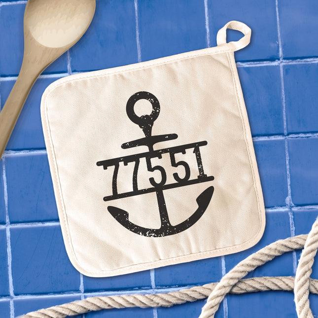 Distressed Anchor w/ Zip Code - Custom Cotton Pot Holder