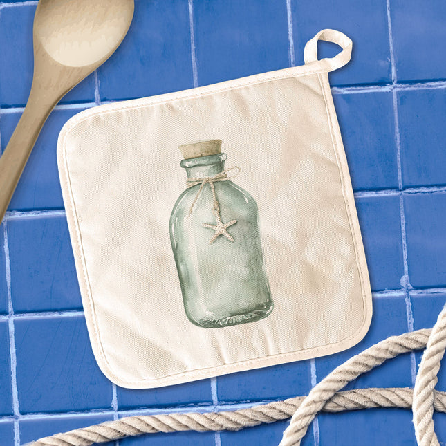 Sea Glass Bottle - Customizable Cotton Pot Holder