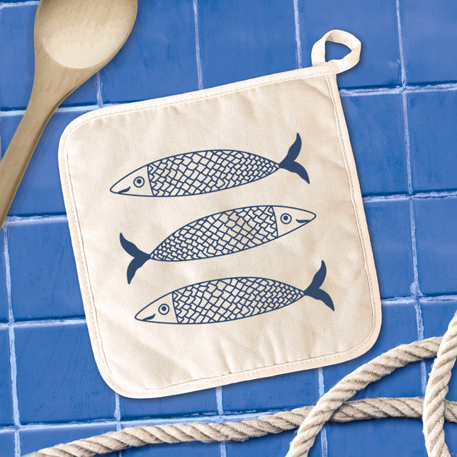 Hand Drawn Sardines - Cotton Pot Holder