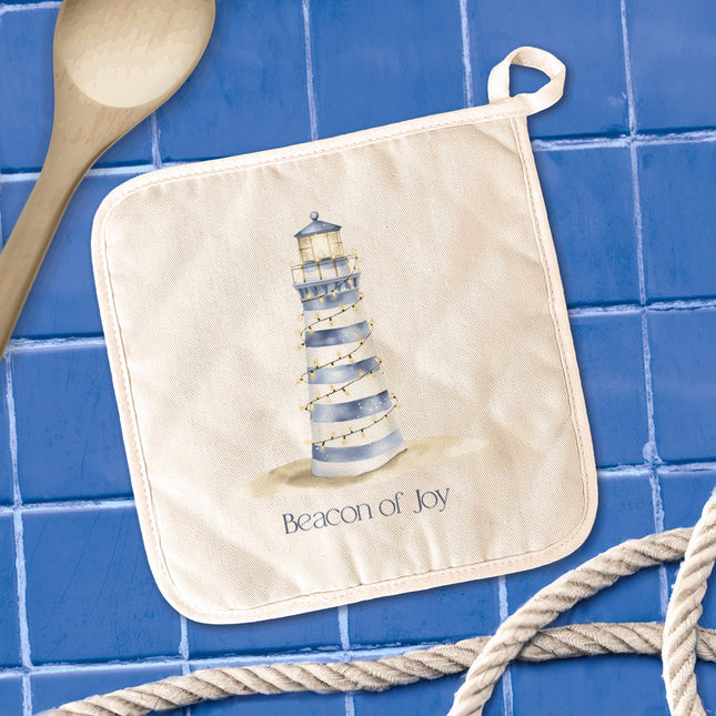 The Merry Lighthouse - Winter Customizable Cotton Pot Holder
