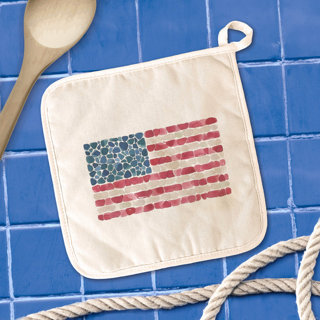 Sea Glass American Flag - Cotton Pot Holder
