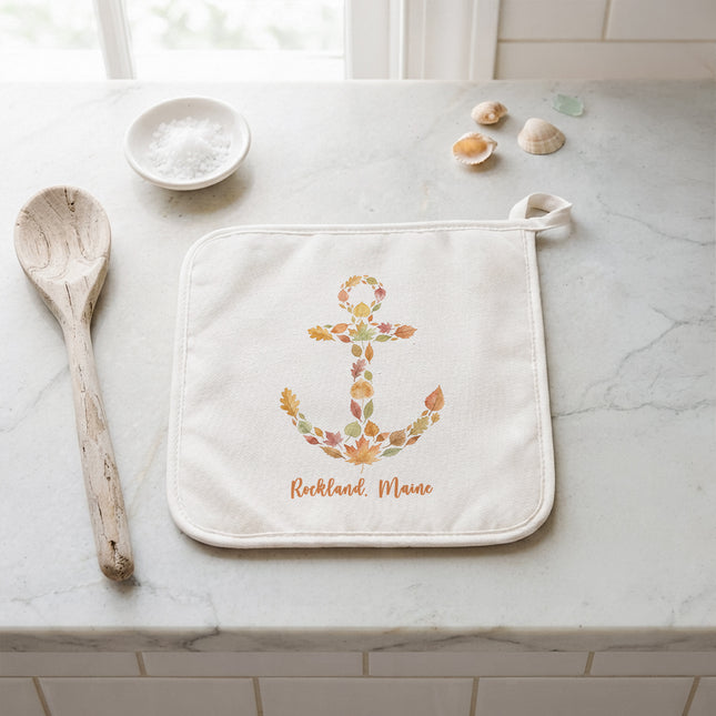 Autumn Leaves Anchor - Custom Cotton Pot Holder