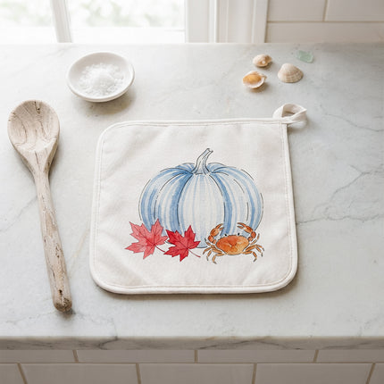 Crab & Blue Pinstripe Pumpkin - Cotton Pot Holder