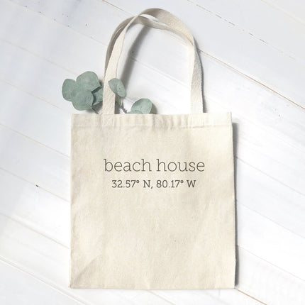 Beach House Coordinates - Custom Canvas Tote Bag