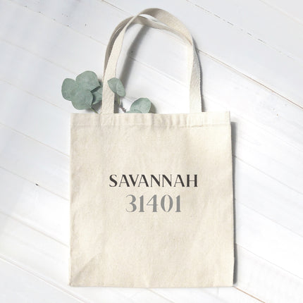 Classic Serif w/ City, Zip - Custom Canvas Tote Bag