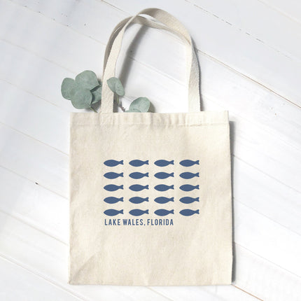 Hand Drawn Fish City State - Custom Canvas Tote Bag
