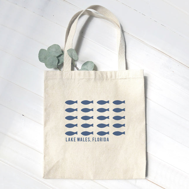 Hand Drawn Fish City State - Custom Canvas Tote Bag