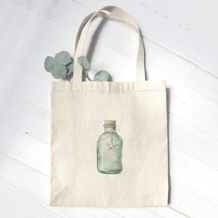 Sea Glass Bottle - Customizable Canvas Tote Bag