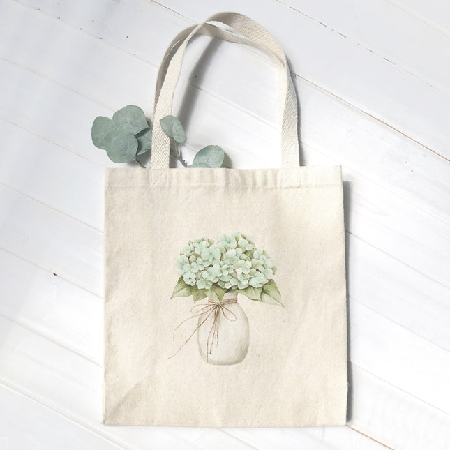 Watercolor Hydrangea Vase - Customizable Canvas Tote Bag