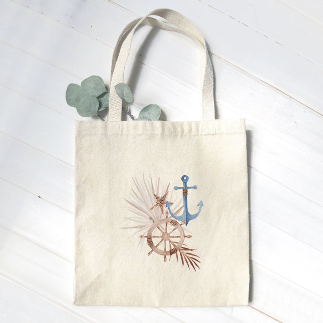 Ship Wheel Anchor - Canvas Tote Bag