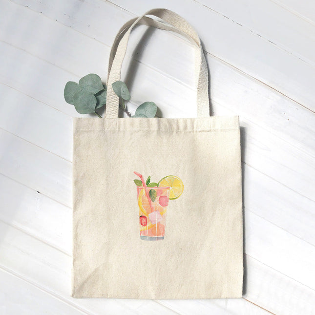 Strawberry Lemonade Watercolor - Canvas Tote Bag