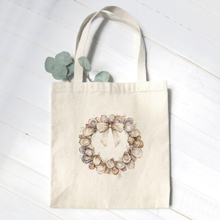 Oyster Wreath - Christmas Customizable Canvas Tote Bag