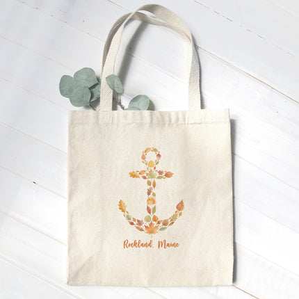 Autumn Leaves Anchor - Custom Canvas Tote Bag