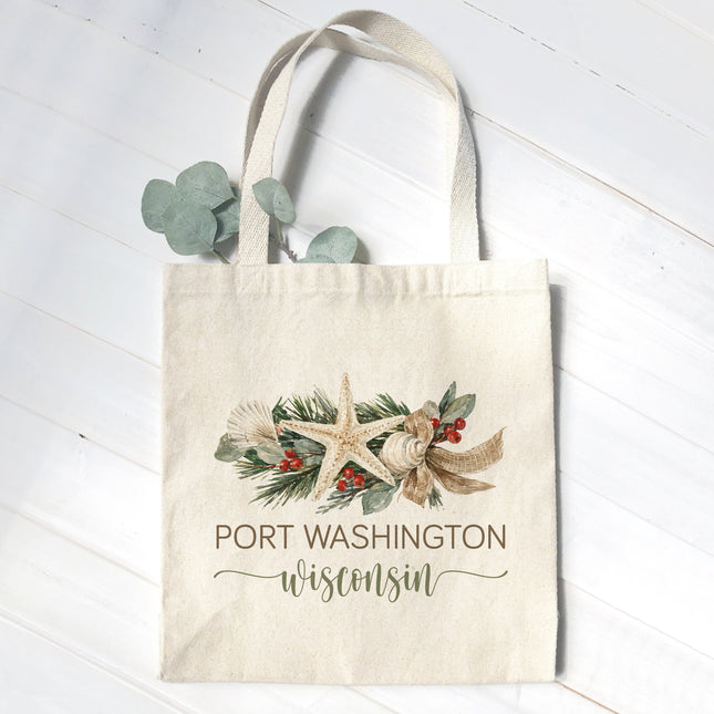 Coastal Christmas Swag - Custom Canvas Tote Bag