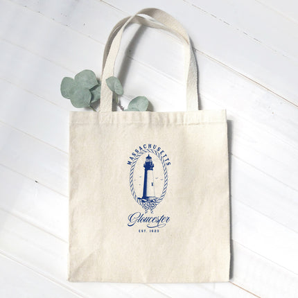 Nautical Rope Framed Lighthouse - Custom Canvas Tote Bag