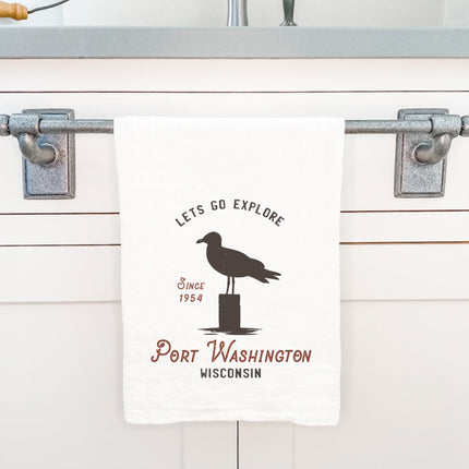Let's Go Explore w/ City and State - Custom Cotton Tea Towel