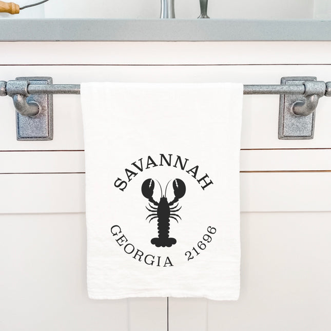 Lobster w/ City and State - Custom Cotton Tea Towel