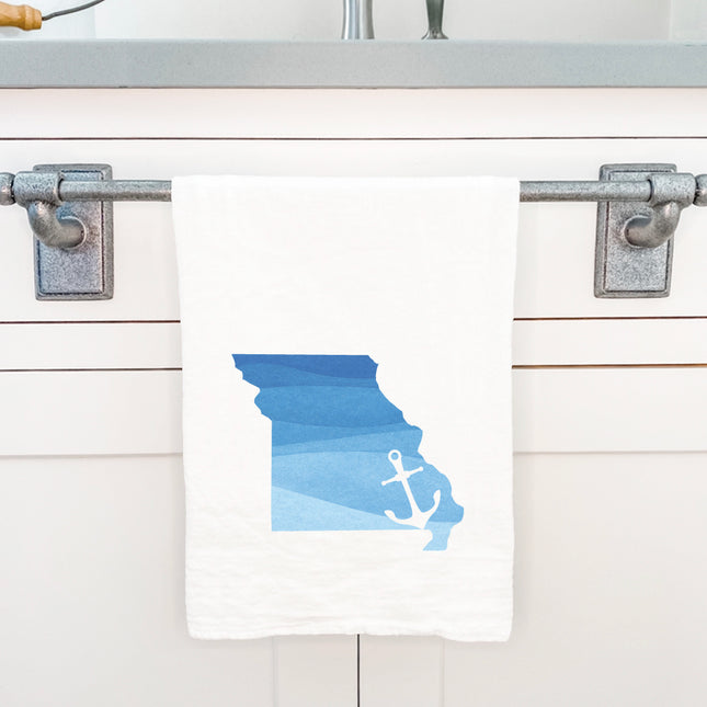 Watercolor State with Anchor - Custom Cotton Tea Towel