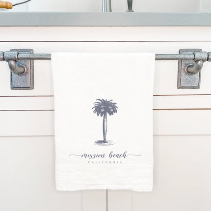 Palm Tree w/ City, State - Custom Cotton Tea Towel