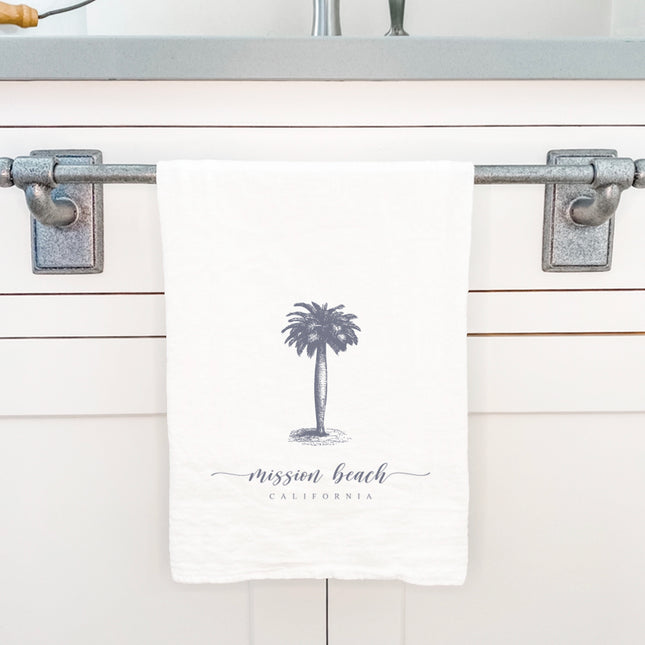 Palm Tree w/ City, State - Custom Cotton Tea Towel