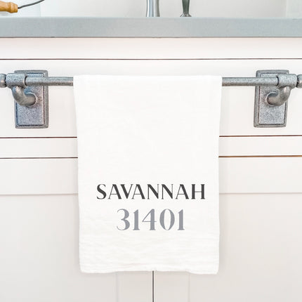 Classic Serif w/ City, Zip - Custom Cotton Tea Towel