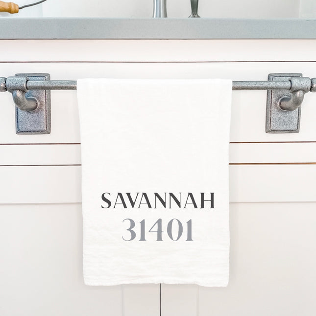 Classic Serif w/ City, Zip - Custom Cotton Tea Towel