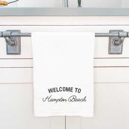 Welcome to Beach - Custom Cotton Tea Towel