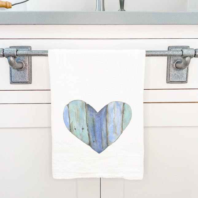 Coastal Wood Heart - Customizable Cotton Tea Towel