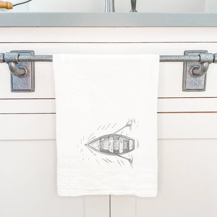 Hand Drawn Rowboat Ripples - Cotton Tea Towel