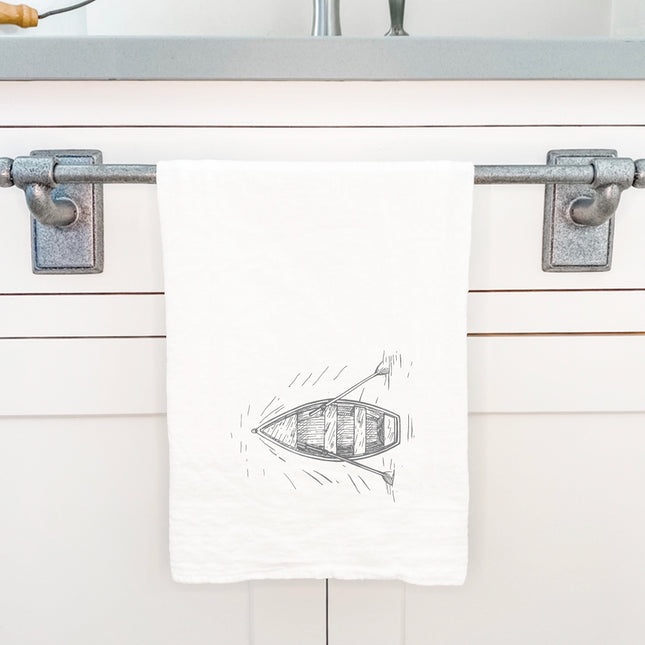 Hand Drawn Rowboat Ripples - Cotton Tea Towel