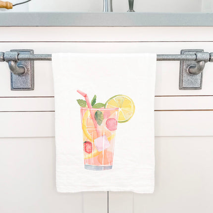 Strawberry Lemonade Watercolor - Cotton Tea Towel