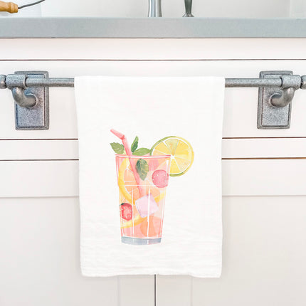 Strawberry Lemonade Watercolor - Cotton Tea Towel