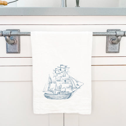 Hand Drawn Ship - Cotton Tea Towel