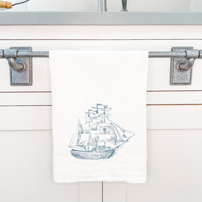 Hand Drawn Ship - Cotton Tea Towel