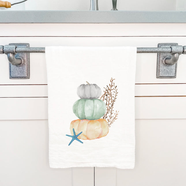 Coastal Pumpkin Stack - Cotton Tea Towel