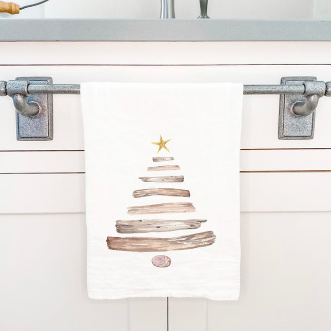 Driftwood Christmas Tree - Customizable Cotton Tea Towel