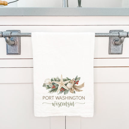 Coastal Christmas Swag - Custom Cotton Tea Towel