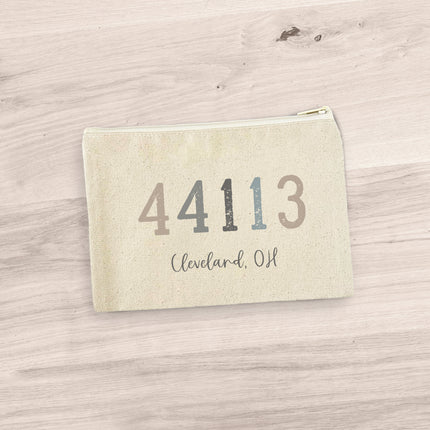 Zip Code w/ City and State - Custom Canvas Zipper Pouch